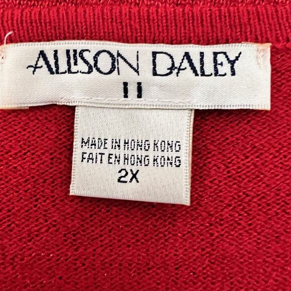 Allison Daley II Womens Short Sleeve Sweater Plus Size 2X Sparkly Red Holiday - Picture 5 of 6